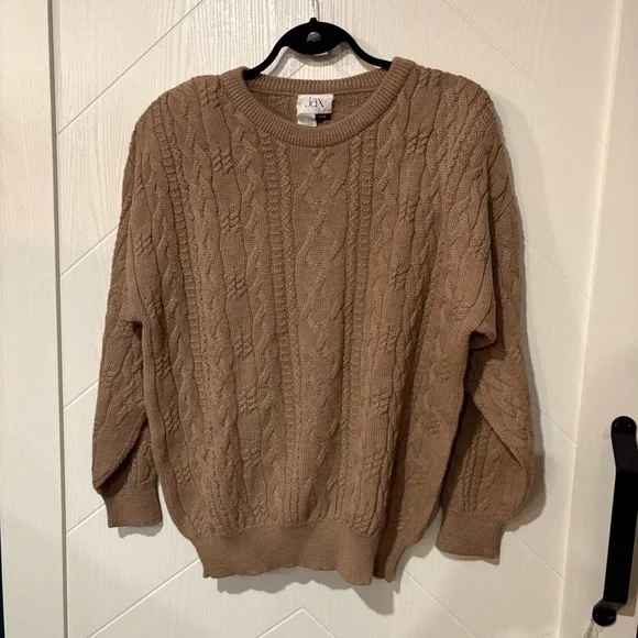 Vintage‎ 💯 Alpaca Wool Jax Taupe Cable Knit Sweater/ Luxury/ Old Money/ Natural - Picture 2 of 7